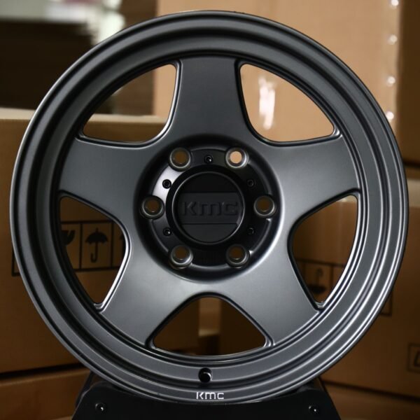 Toyota 4Runner wheels – Matte Gunmetal 5-Spoke (KMC-Style), front view