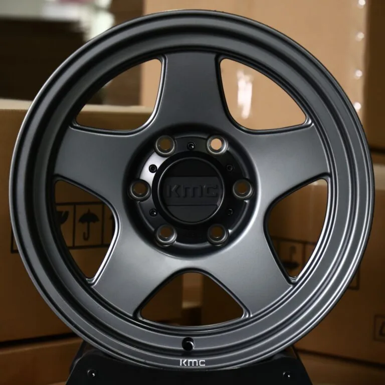 KMC-Style Matte Gunmetal 5-Spoke Off-Road Forged Wheels – Toyota 4Runner / Tacoma, front view