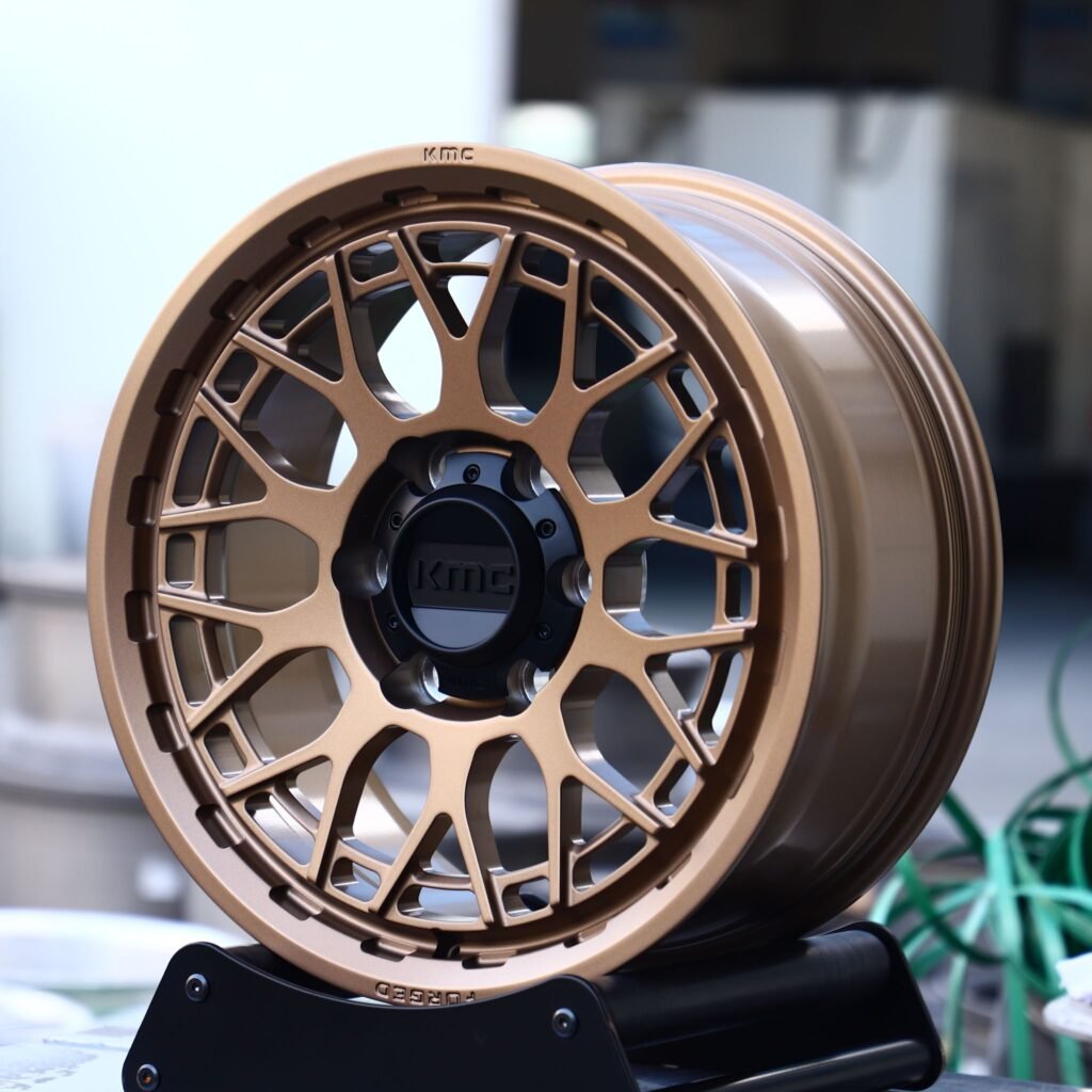 Chevrolet Silverado wheels – KMC Wheels Bronze Deep Lip, angled view