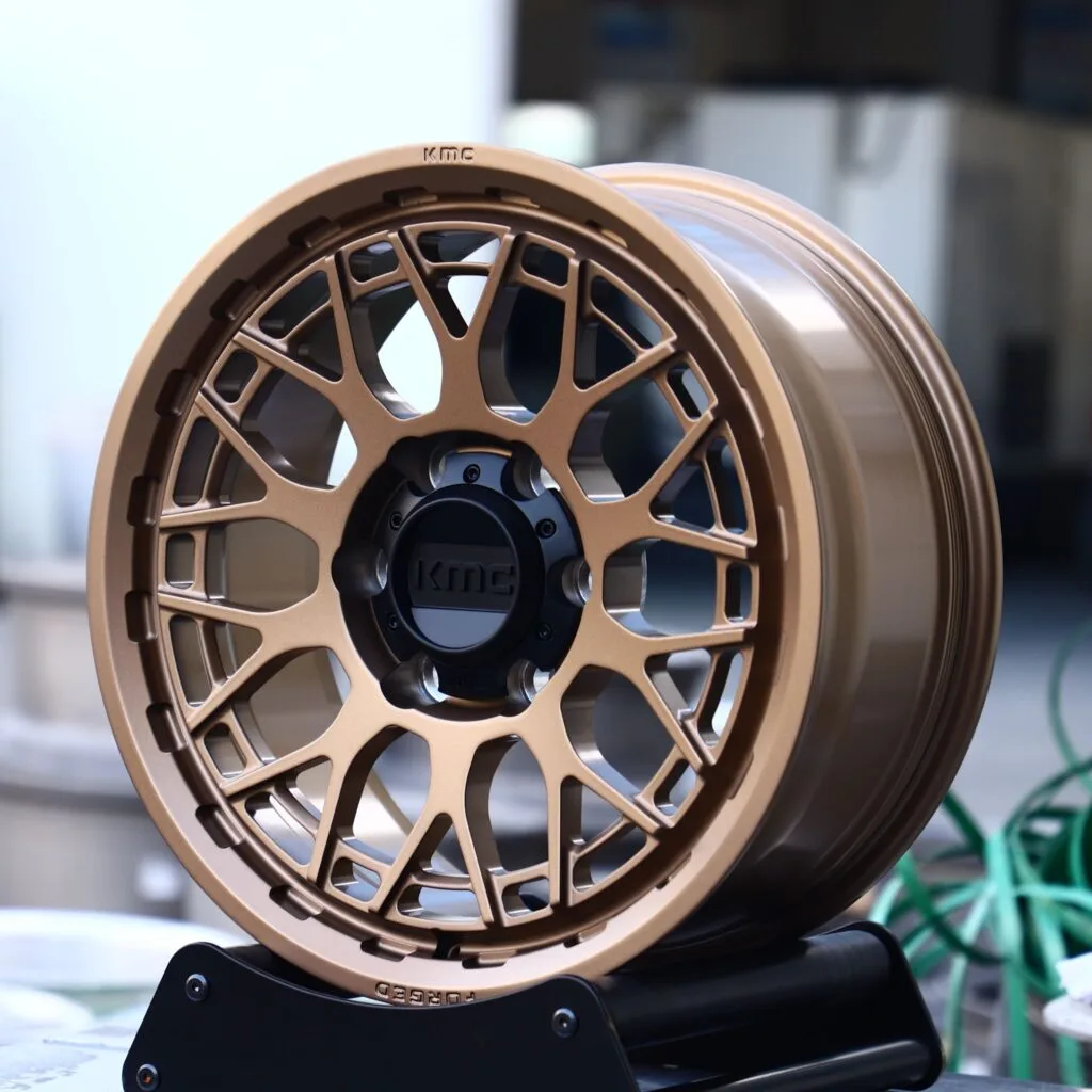 Chevrolet Silverado wheels – KMC Wheels Bronze Deep Lip, angled view