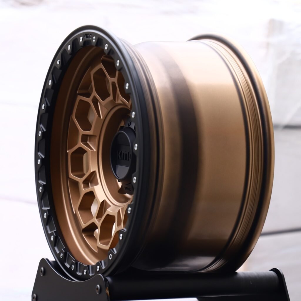 6x135 wheels – KMC Wheels Bronze / Gloss Black Exposed Bolt Detail, side view