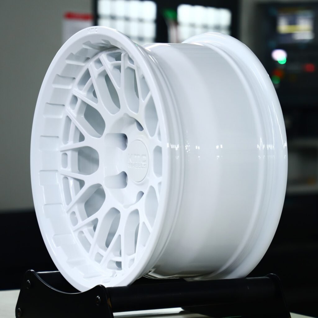Chevrolet Silverado wheels – KMC Wheels Gloss White Double-Ring, angled view