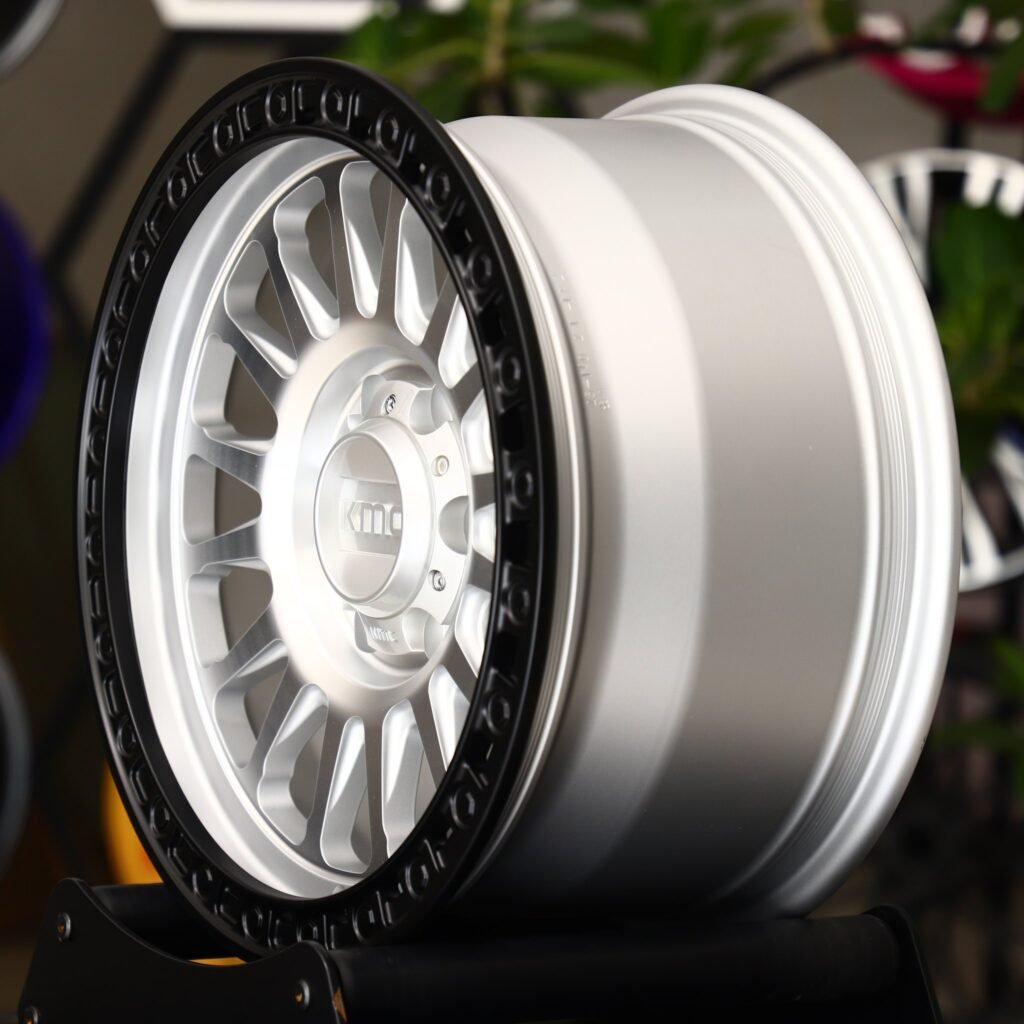 6x135 wheels – KMC Wheels Matte Black 16-Spoke Exposed Bolt Detail, side view
