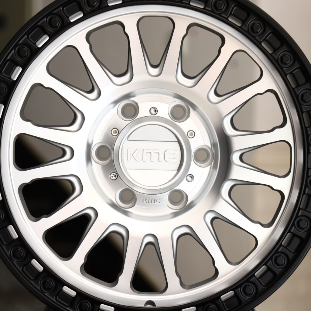 Toyota Tacoma wheels – KMC Wheels Matte Black 16-Spoke Exposed Bolt Detail, lip and barrel detail