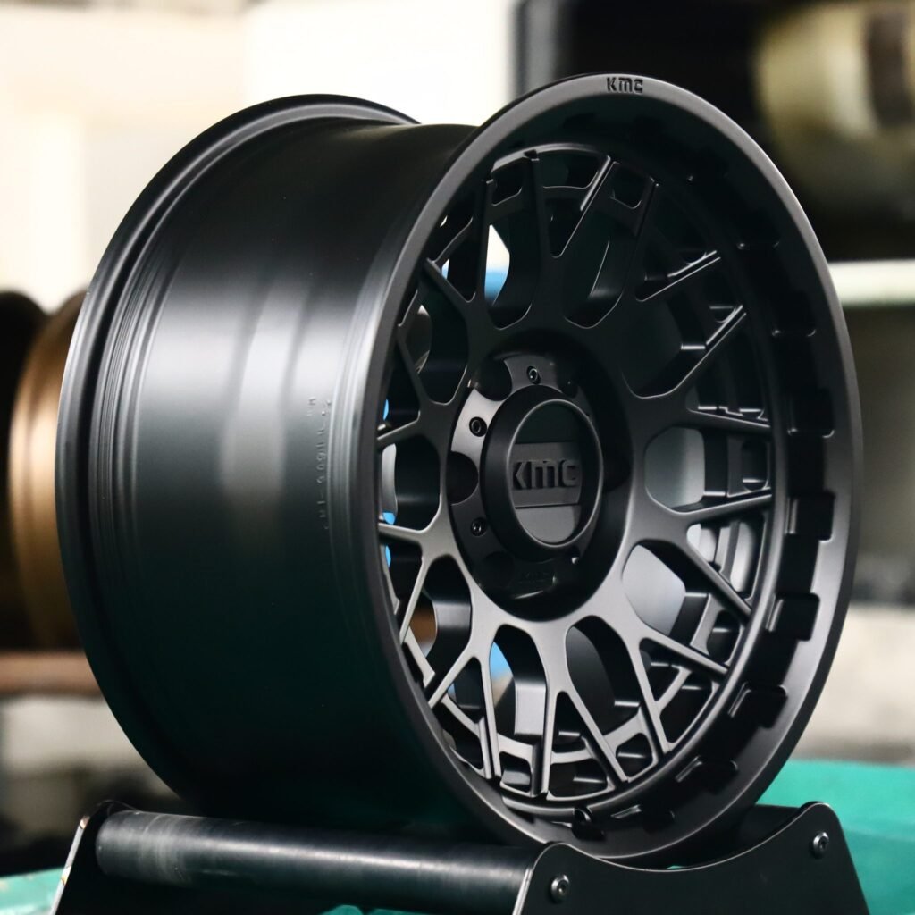 6x135 wheels – KMC Wheels Matte Black Double-Ring Deep Lip, side view