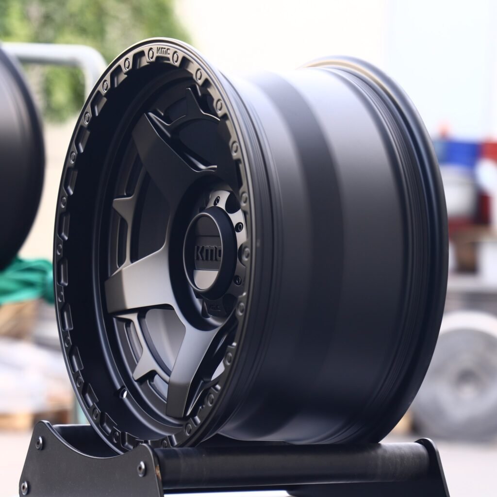 6x135 wheels – KMC Wheels Matte Black Double-Ring Exposed Bolt Detail, side view