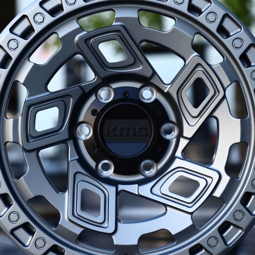 Toyota Tacoma wheels – KMC Wheels Matte Black Exposed Bolt Detail, lip and barrel detail