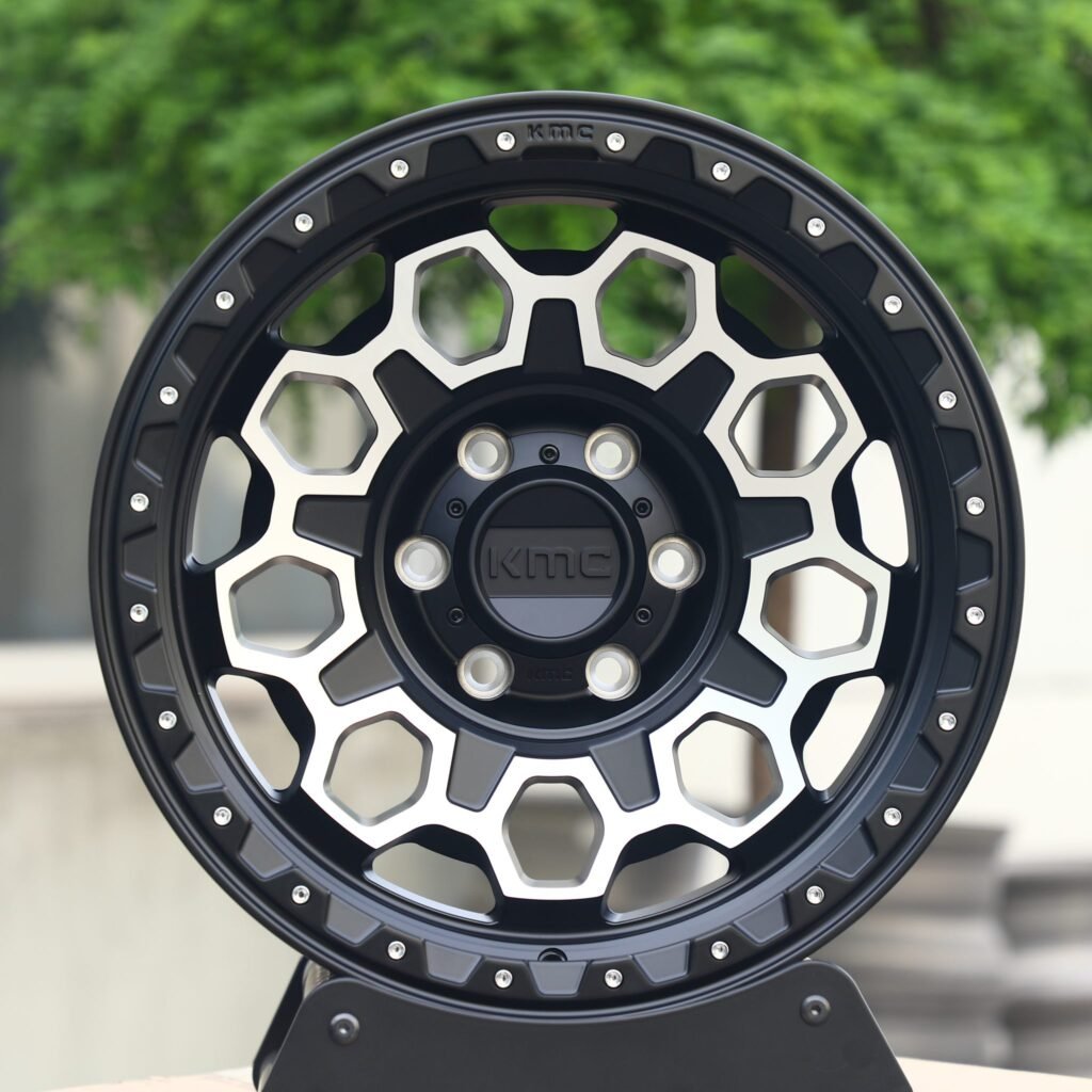 Ford F-150 wheels – KMC Wheels Matte Black Exposed Bolt Detail, front view