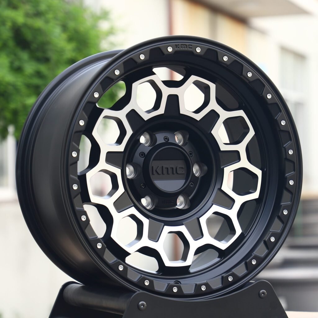6x135 wheels – KMC Wheels Matte Black Exposed Bolt Detail, side view