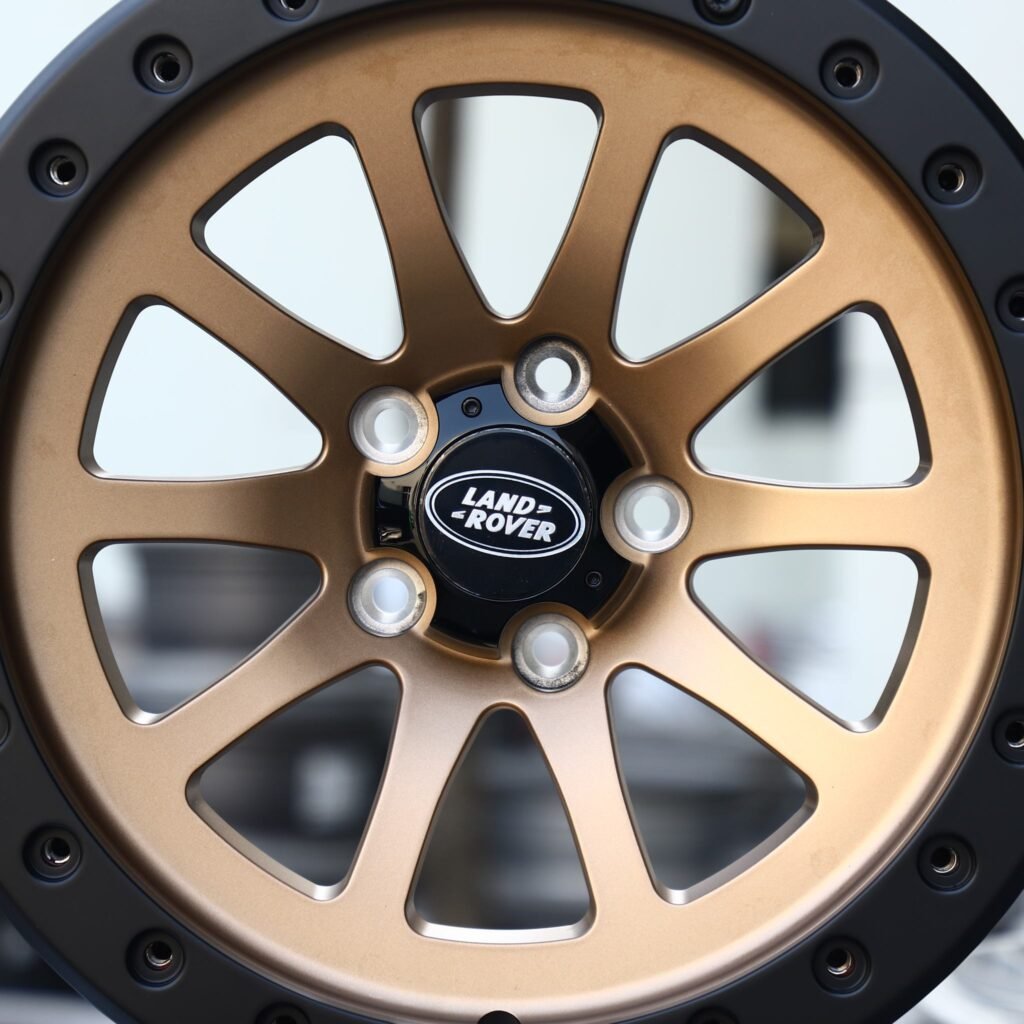 Land Rover Defender wheels – Bronze 8-Spoke Beadlock (Land Rover OEM-Style), lip and barrel detail