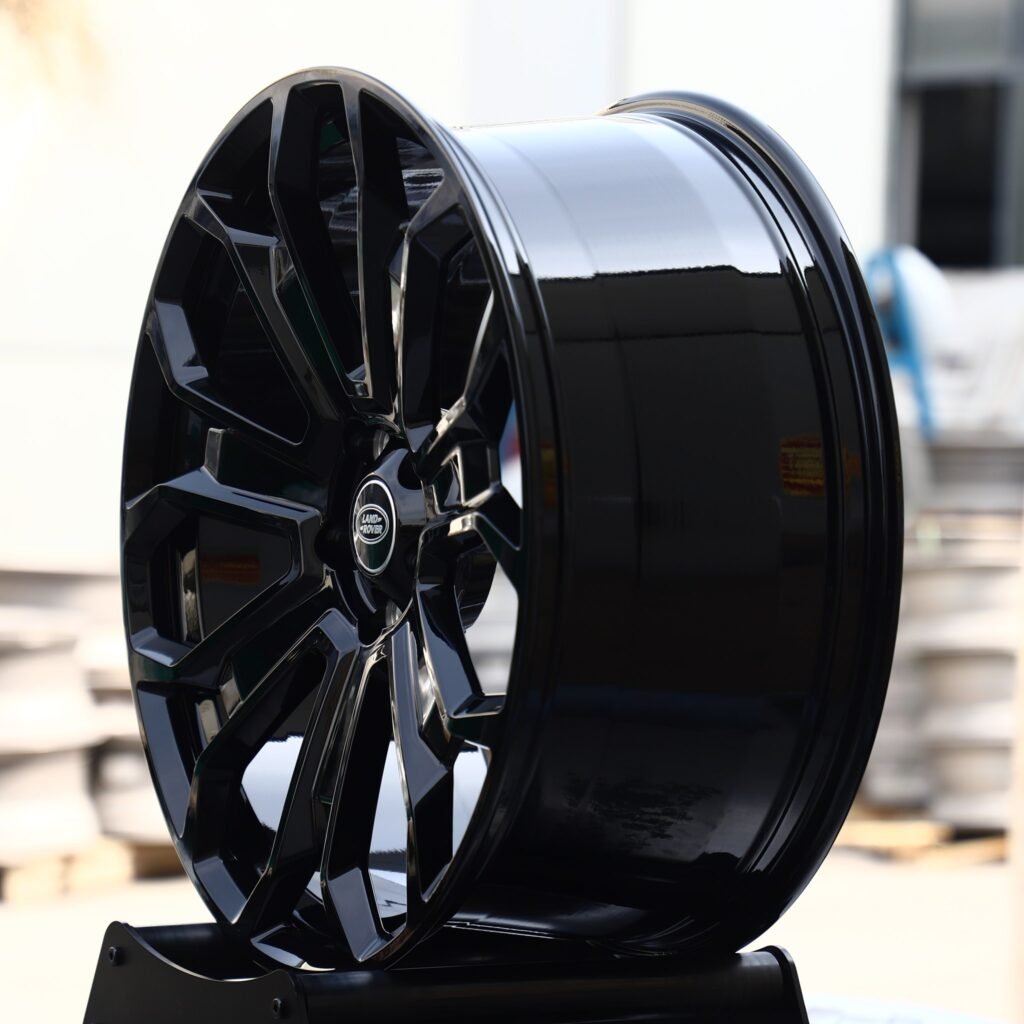 5x120 wheels – Gloss Black 7 Y-Spoke (Land Rover OEM-Style), side view