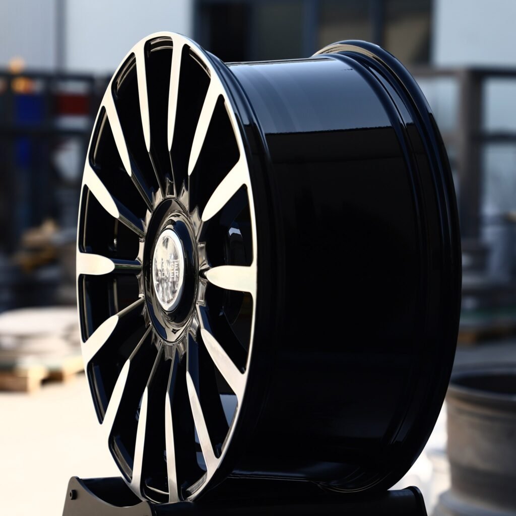 5x120 wheels – Gloss Black Machined Multi-Spoke (Land Rover OEM-Style), side view