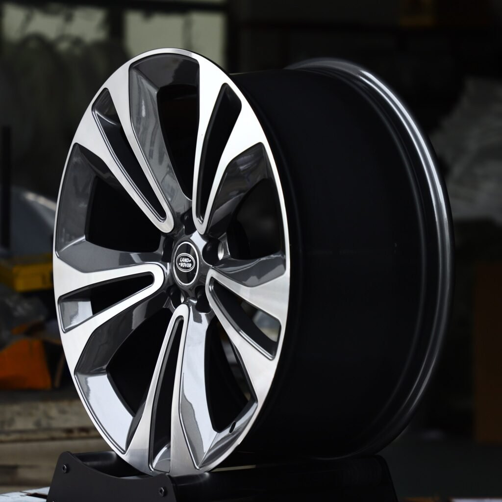 5x120 wheels – Gloss Black Machined Twin 5-Spoke (Land Rover OEM-Style), side view