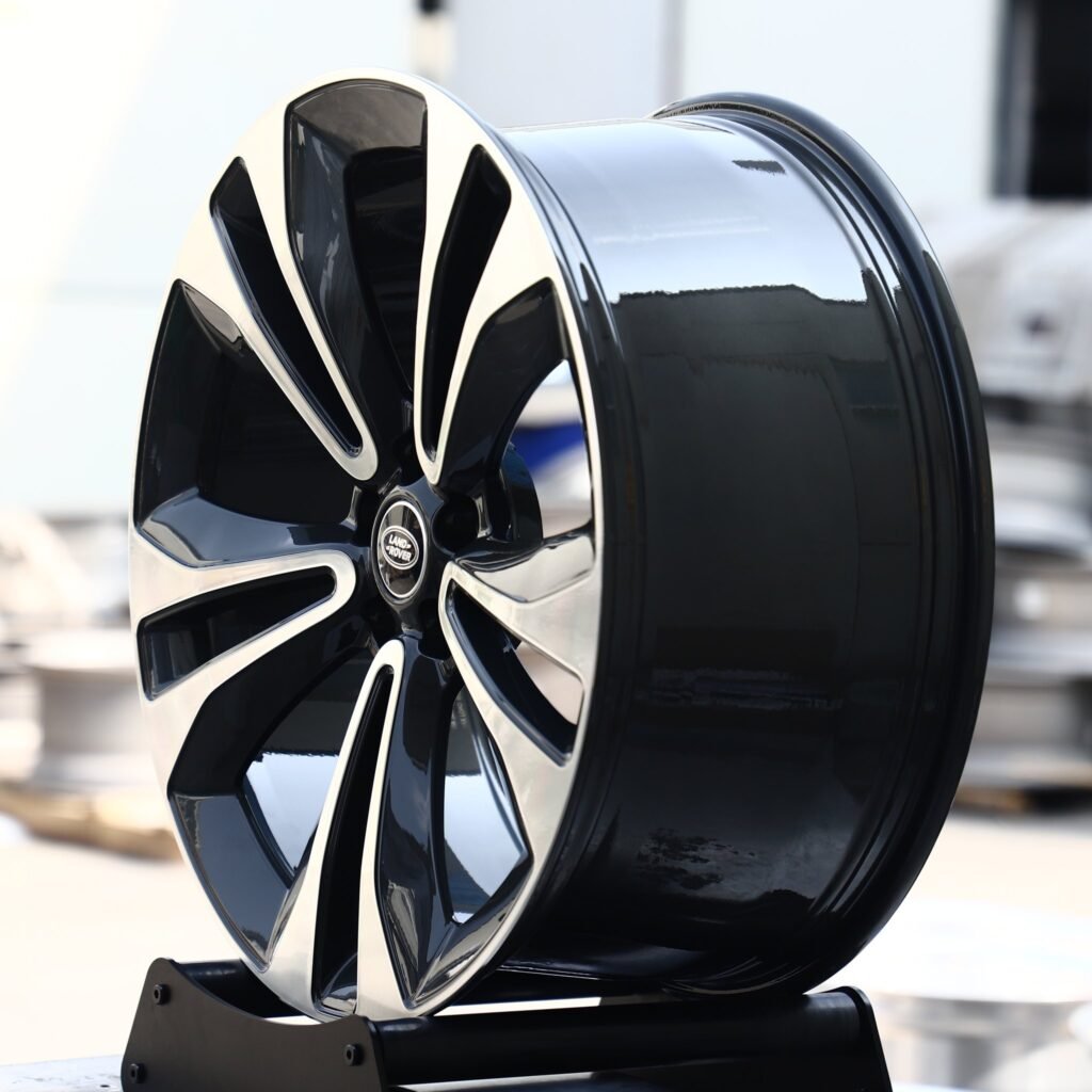 5x120 wheels – Gloss Black Machined Twin 5-Spoke (Land Rover OEM-Style), side view