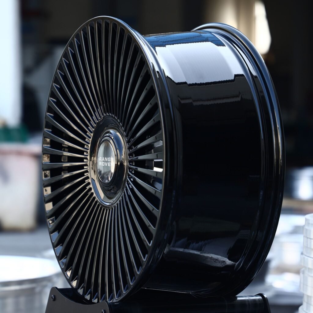5x120 wheels – Gloss Black Multi-Spoke (Land Rover OEM-Style), side view