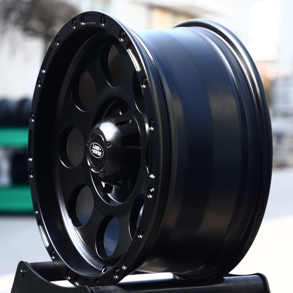 5x165.1 wheels – Matte Black 8-Hole Dish Deep Lip (Land Rover OEM-Style), side view