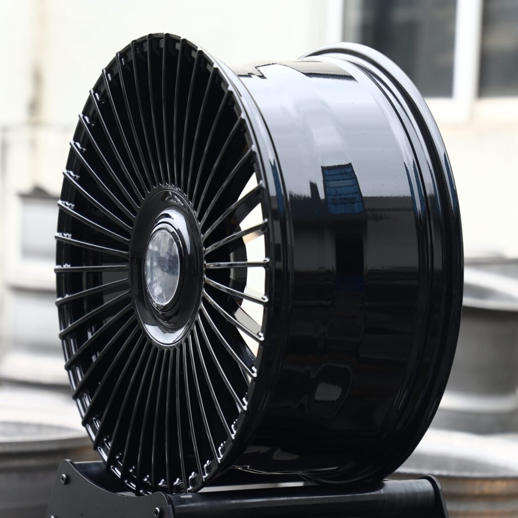 5x120 wheels – Gloss Black Turbine Multi-Spoke, side view