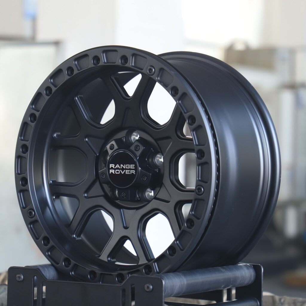 Land Rover Defender wheels – Gloss Black Custom, angled view