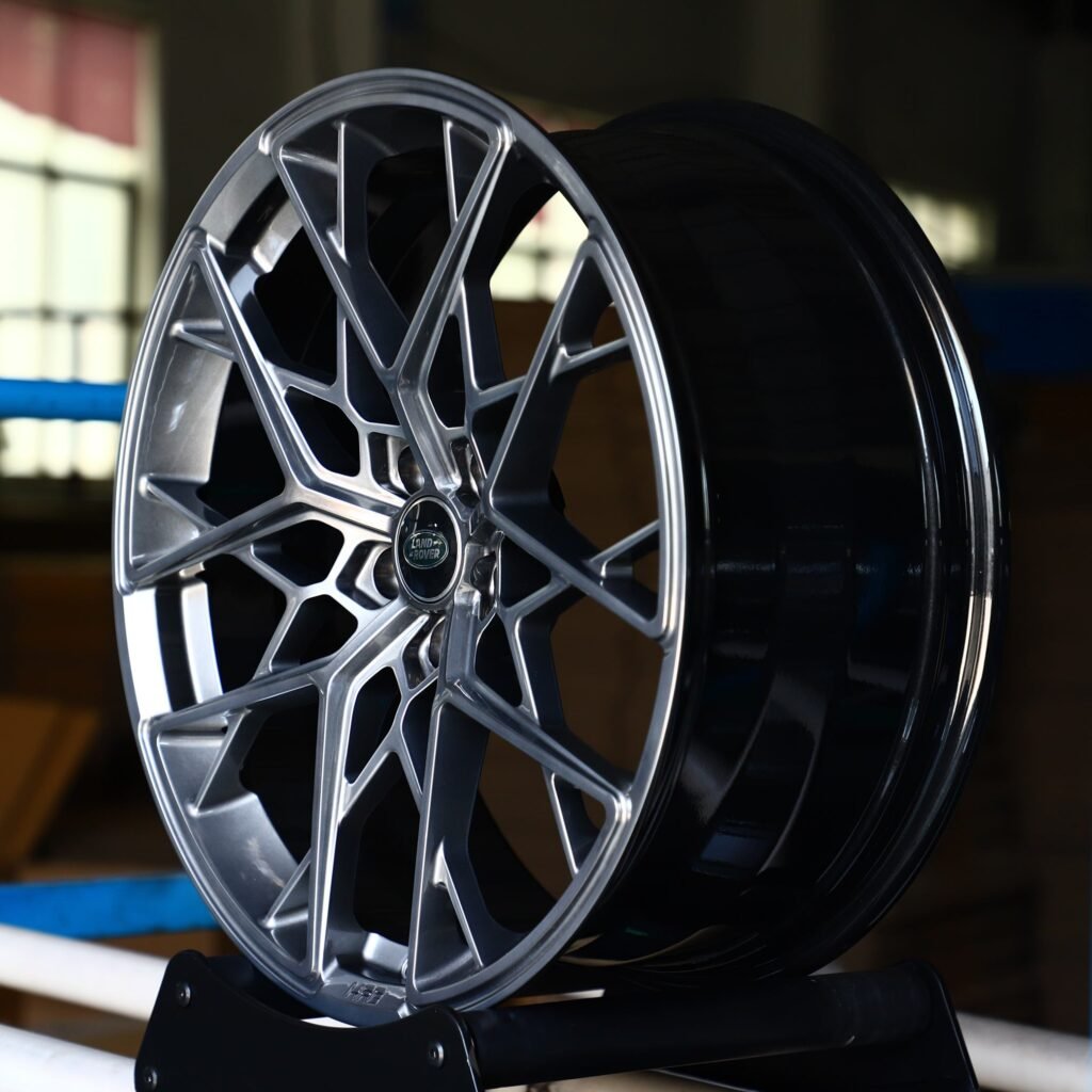 5x120 wheels – Metallic Gray Cross-Spoke, side view
