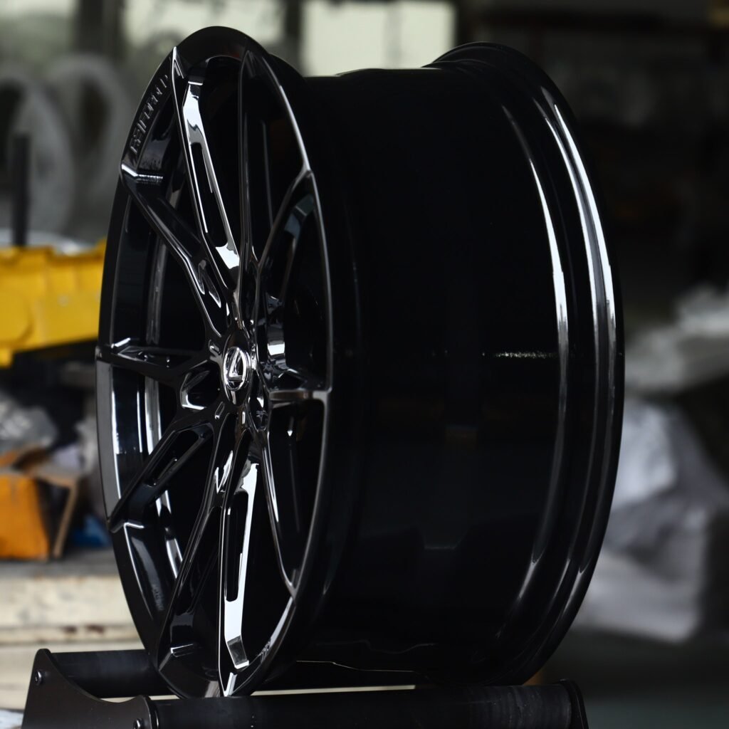 5x114.3 wheels – Gloss Black 5 Y-Spoke (Lexus OEM-Style), side view
