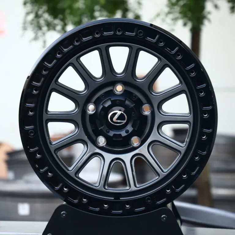 Lexus OEM-Style Matte Black Exposed Bolt Detail Forged Wheels – Lexus LX 570 / LX470, front view