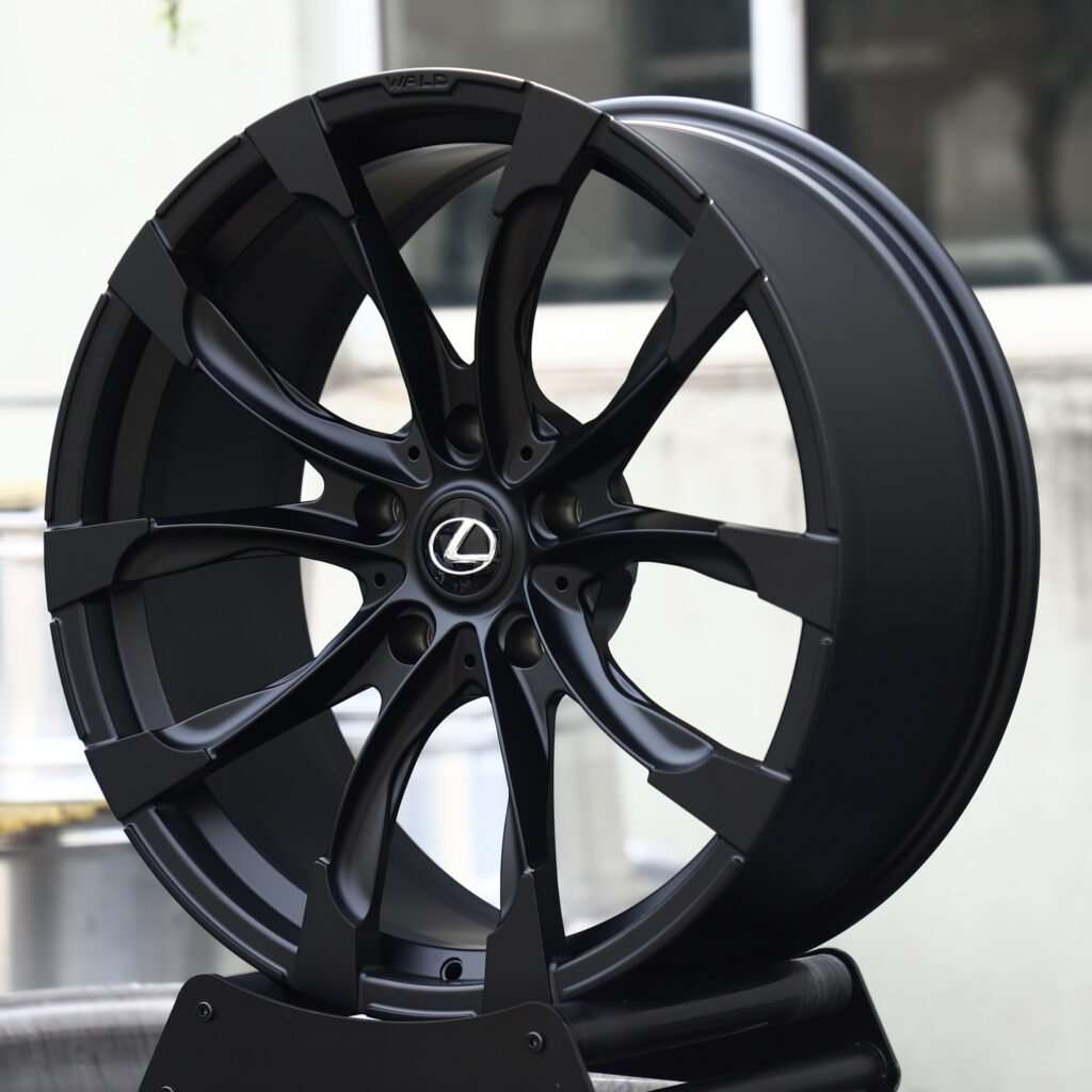Lexus RC wheels – Matte Black Twin 5-Spoke (Lexus OEM-Style), angled view