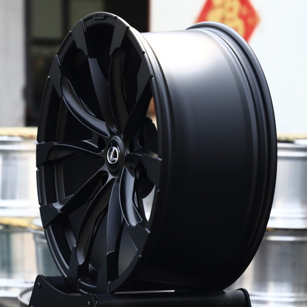 5x114.3 wheels – Matte Black Twin 5-Spoke (Lexus OEM-Style), side view
