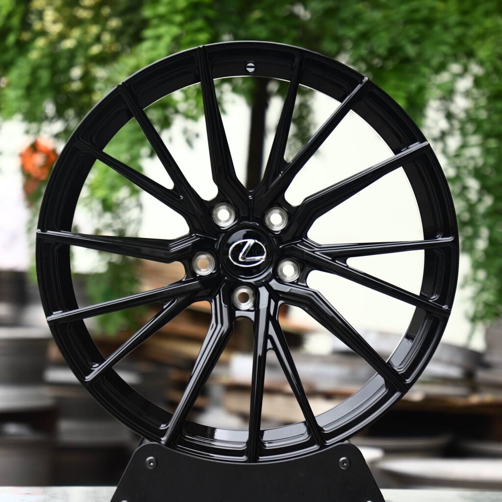 Lexus Style Gloss Black 5 W-Spoke Forged Wheels - Lexus IS / Lexus GS Fitment (5-Lug) Monoblock forged wheel