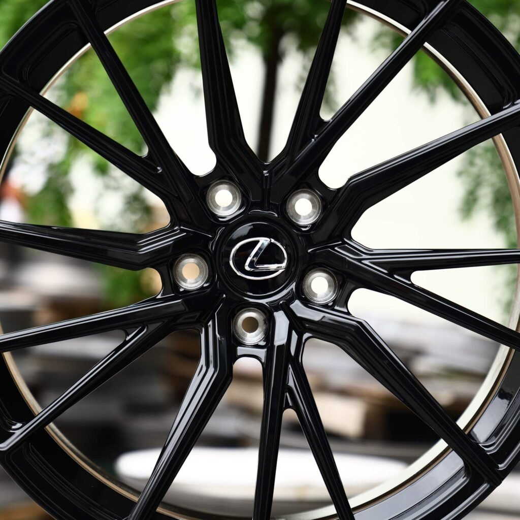 Lexus Style Gloss Black 5 W-Spoke Forged Wheels - Lexus IS / Lexus GS Fitment (5-Lug) view 4