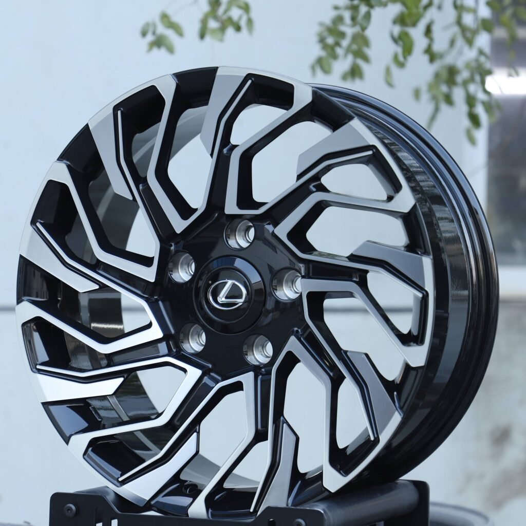 Lexus LC wheels – Matte Silver 5-Spoke Machined Face, angled view