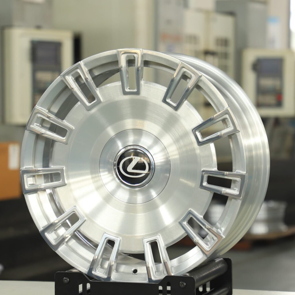 Lexus LS wheels – Matte Silver Full-Face Machined Face, front view