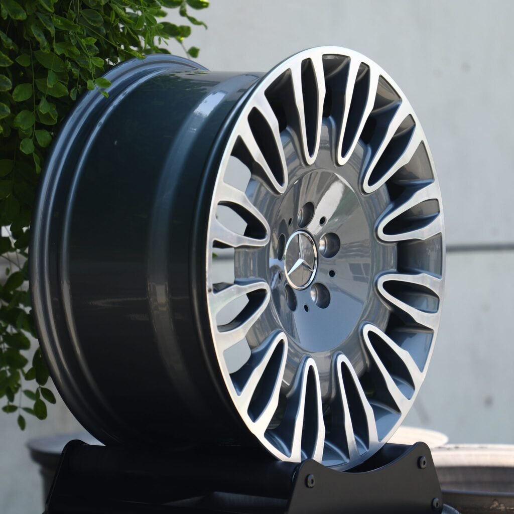 5x112 wheels – Light Gunmetal Full-Face Machined Face, side view