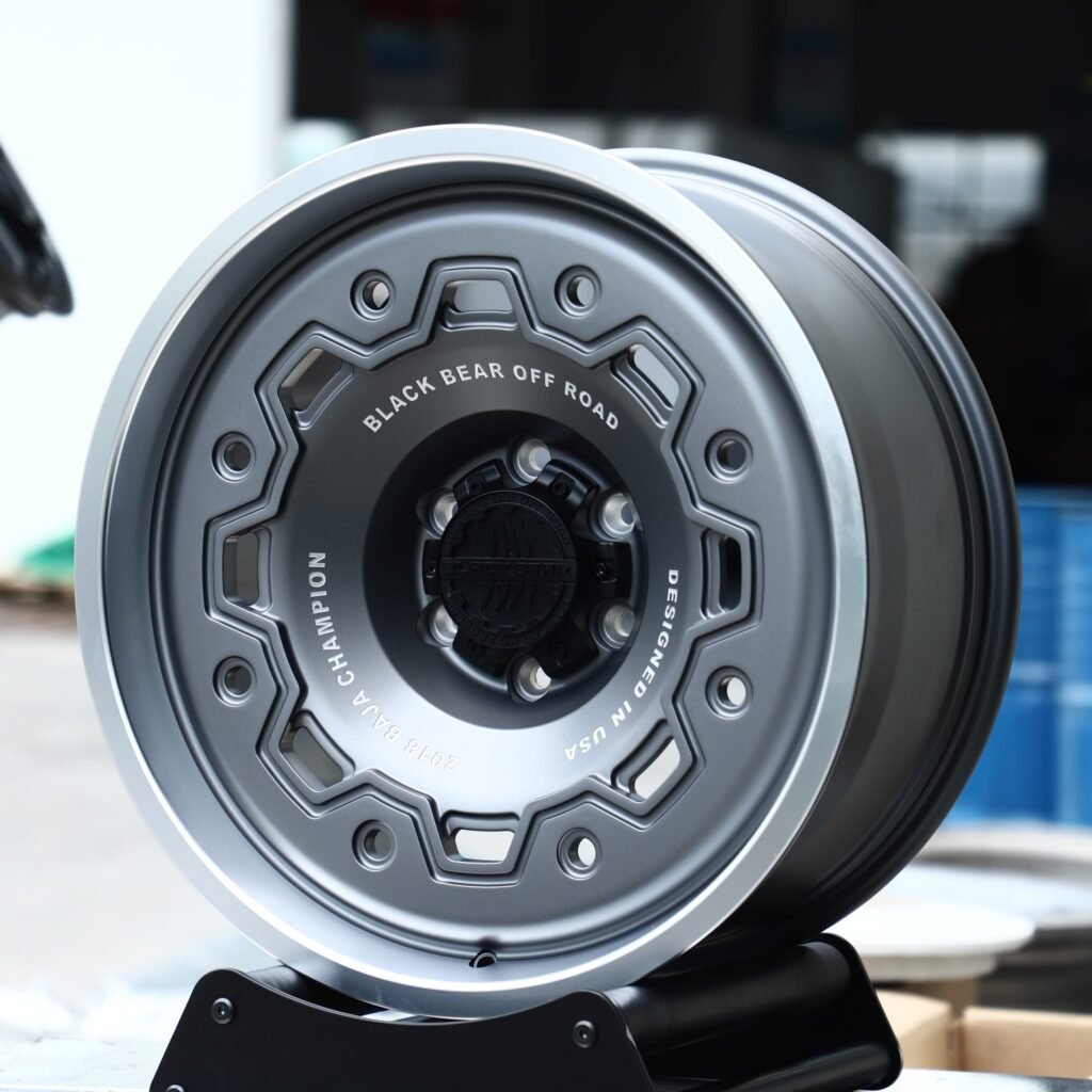 Toyota Tacoma wheels – Light Gunmetal / Gray Deep Lip, angled view
