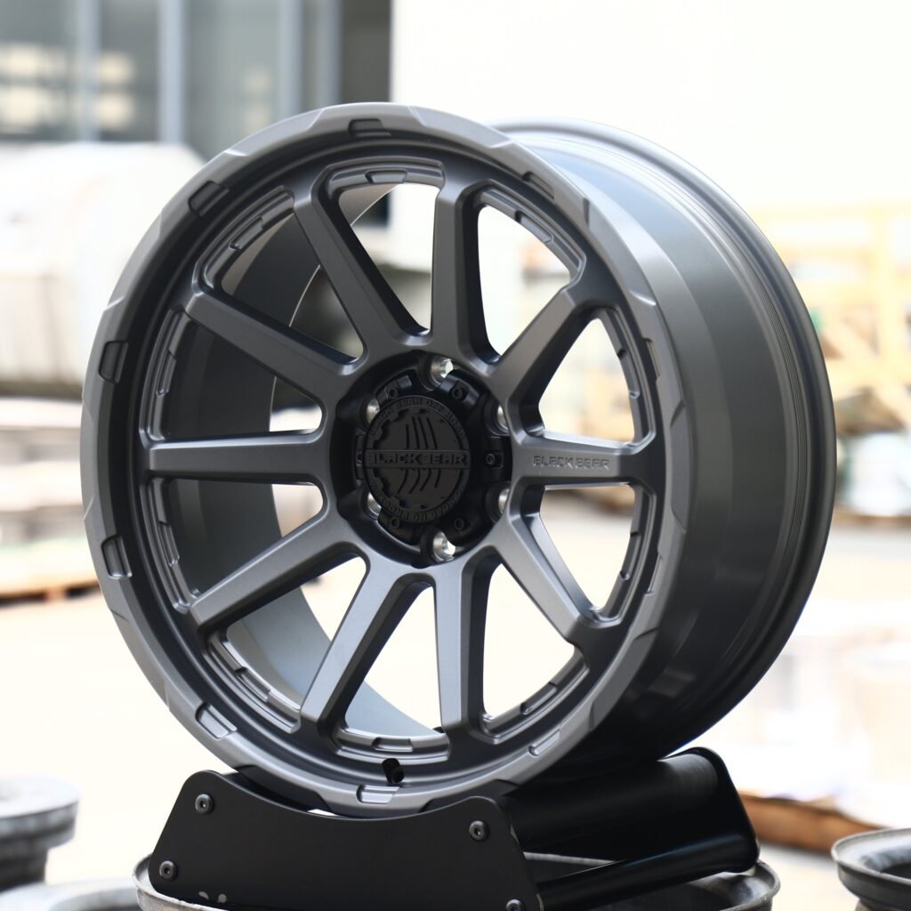 Toyota Tacoma wheels – Light Gunmetal / Gray Deep Lip, angled view