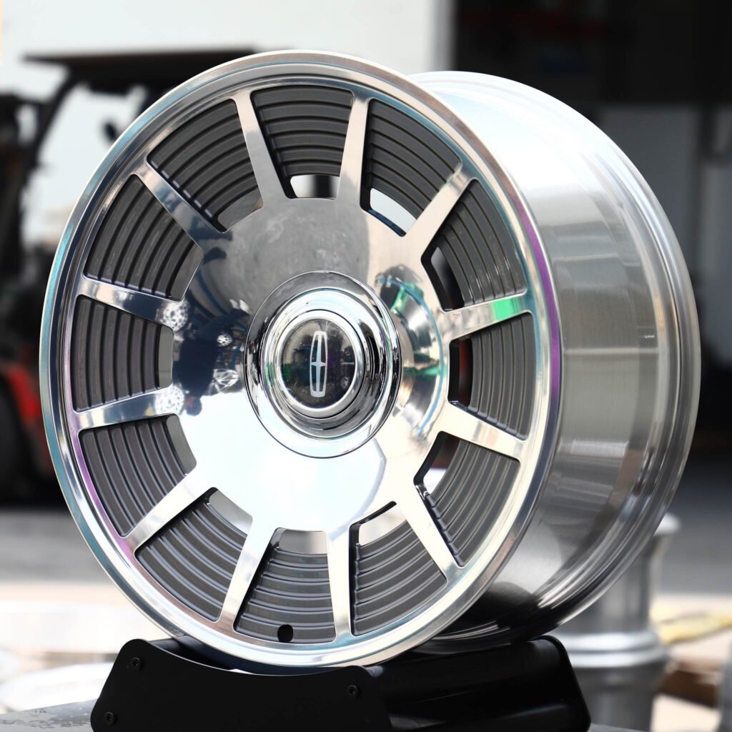 Lincoln Nautilus wheels – Chrome Slotted Full-Face (Lincoln OEM-Style), angled view