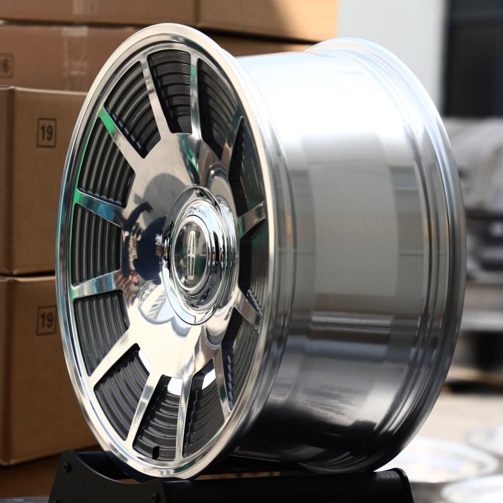 5x108 wheels – Chrome Slotted Full-Face (Lincoln OEM-Style), side view