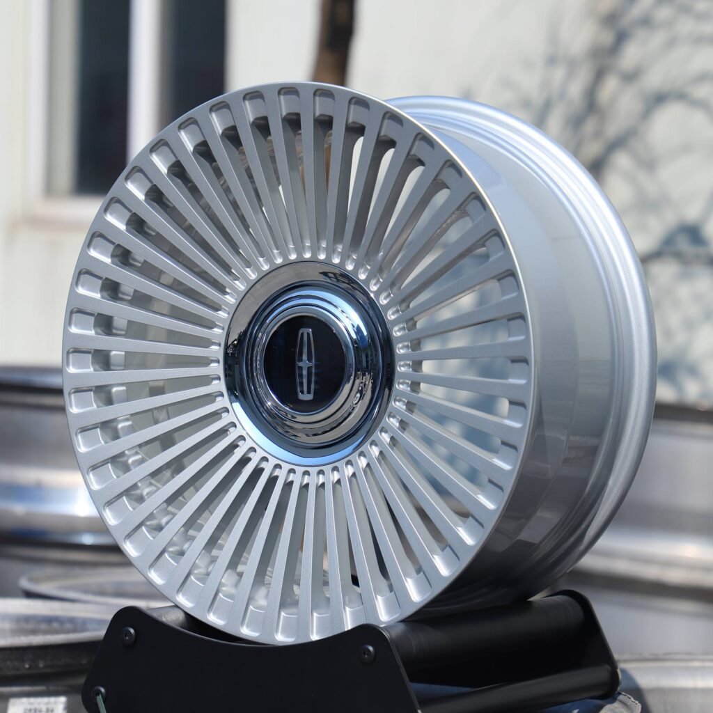 Lincoln Style Matte Silver Multi-Spoke Forged Wheels - Lincoln Continental / Lincoln Aviator Fitment (5-Lug) view 3