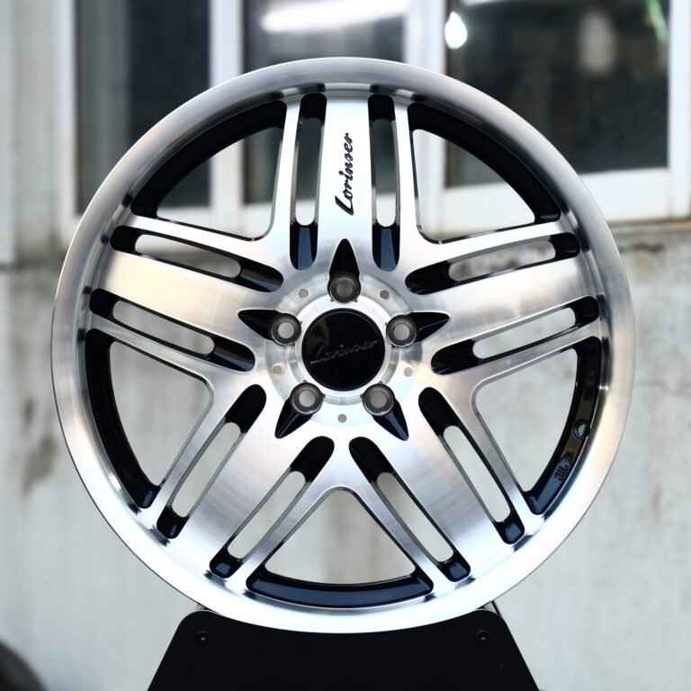 Mercedes-Benz E-Class wheels – Gloss Black Machined Twin 5-Spoke (Lorinser-Style), front view