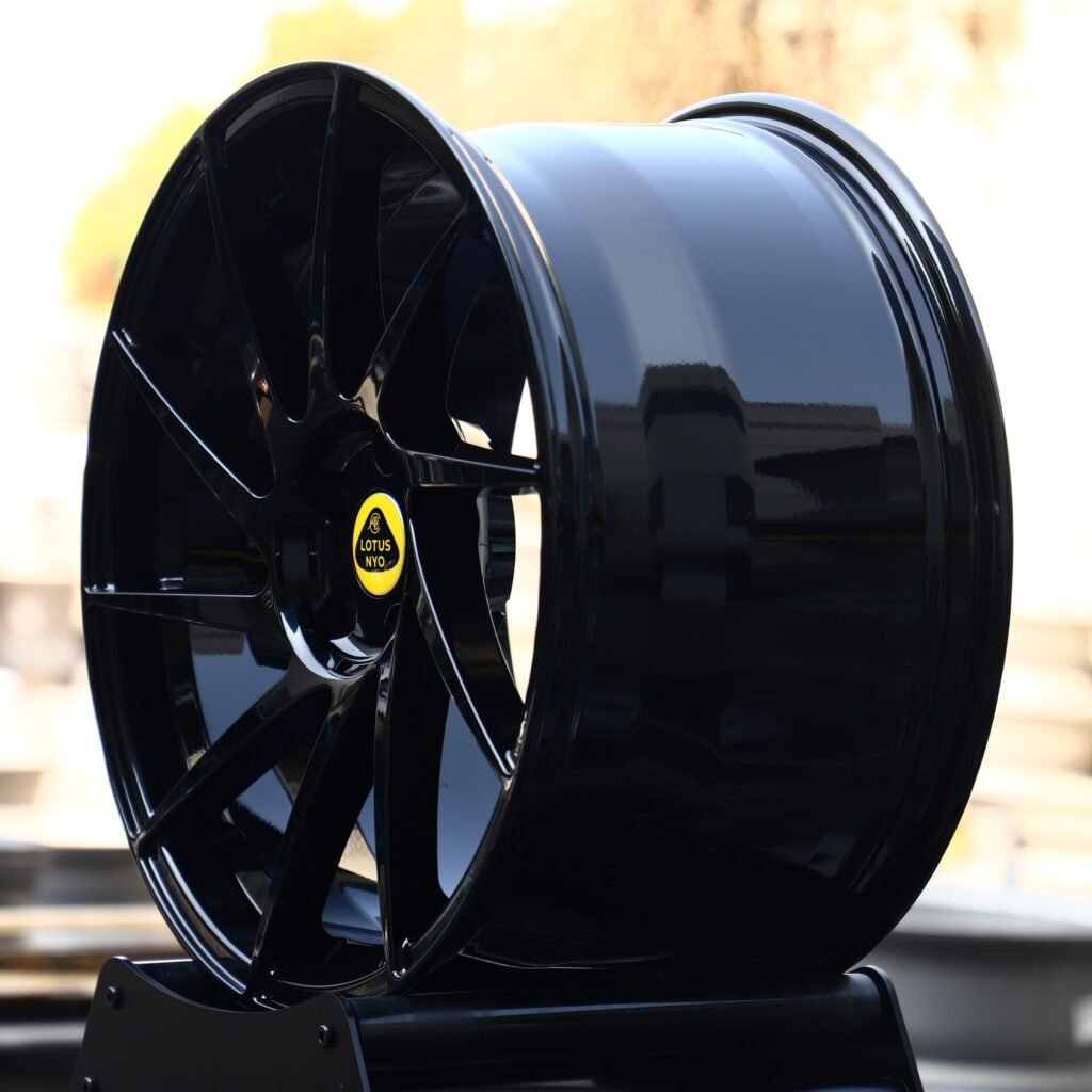 5x114.3 wheels – Gloss Black Directional Multi-Spoke (Lotus OEM-Style), side view