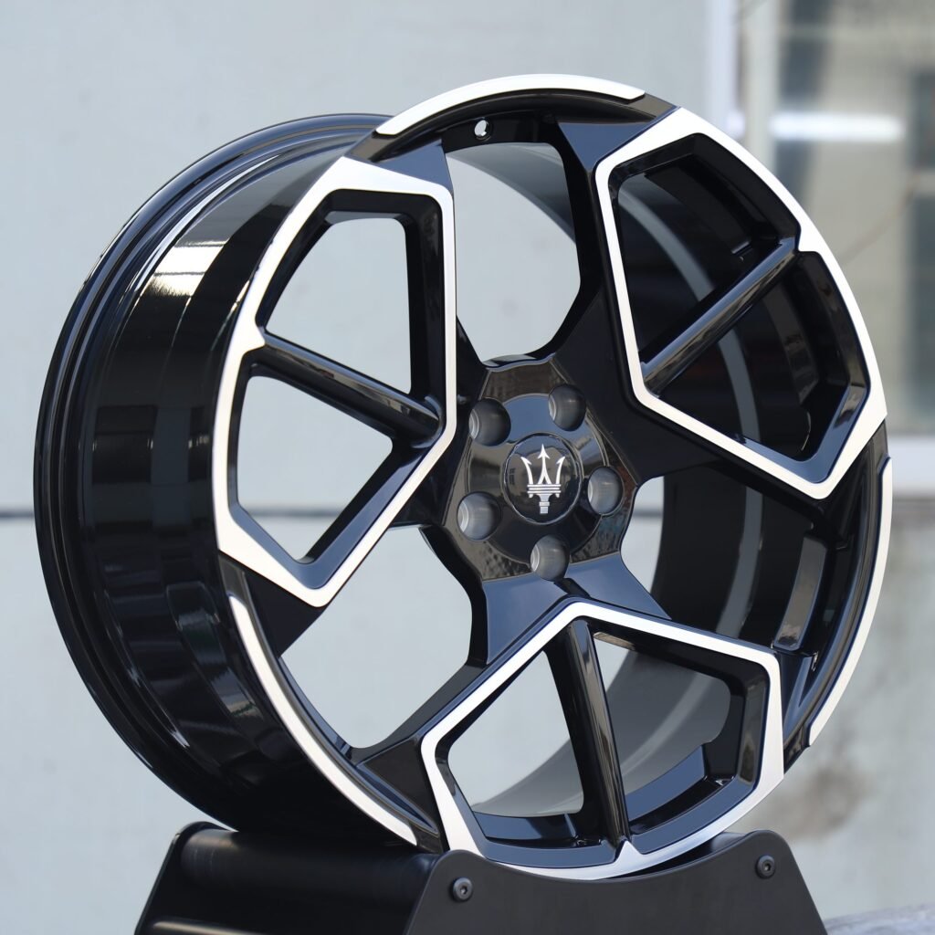 5x114.3 wheels – Matte Silver 5-Spoke Machined Face, side view