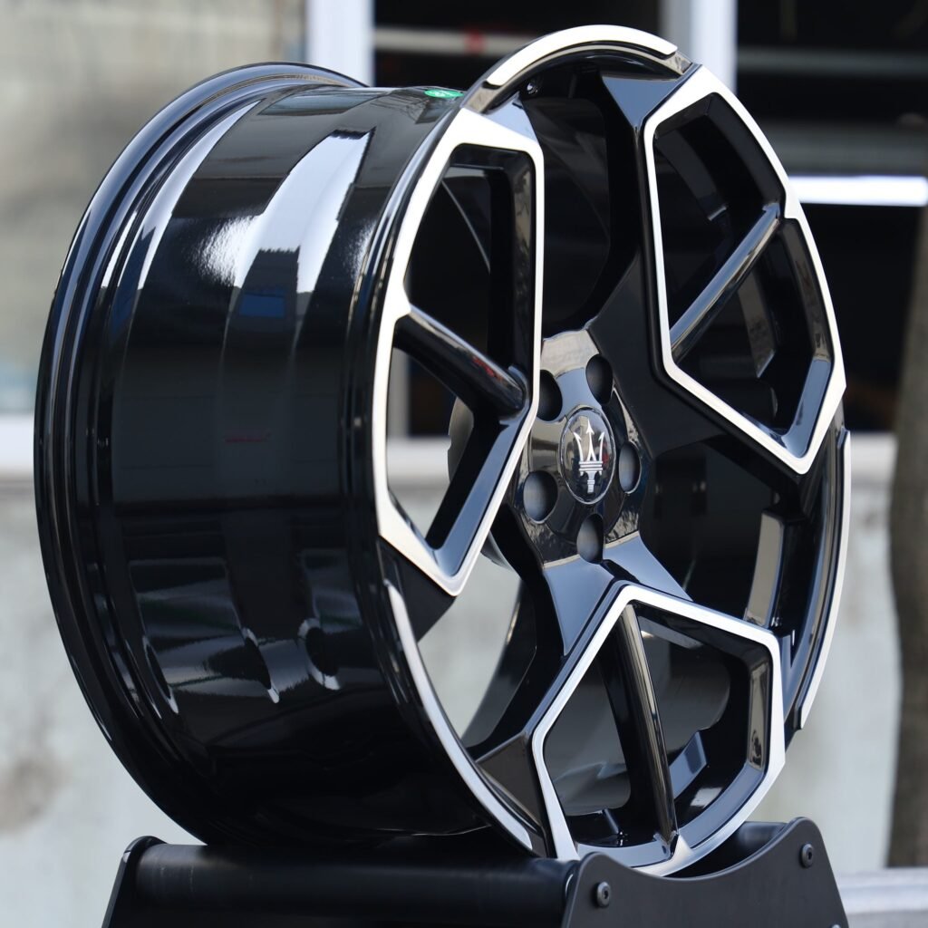 Tesla Model 3 wheels – Matte Silver 5-Spoke Machined Face, lip and barrel detail
