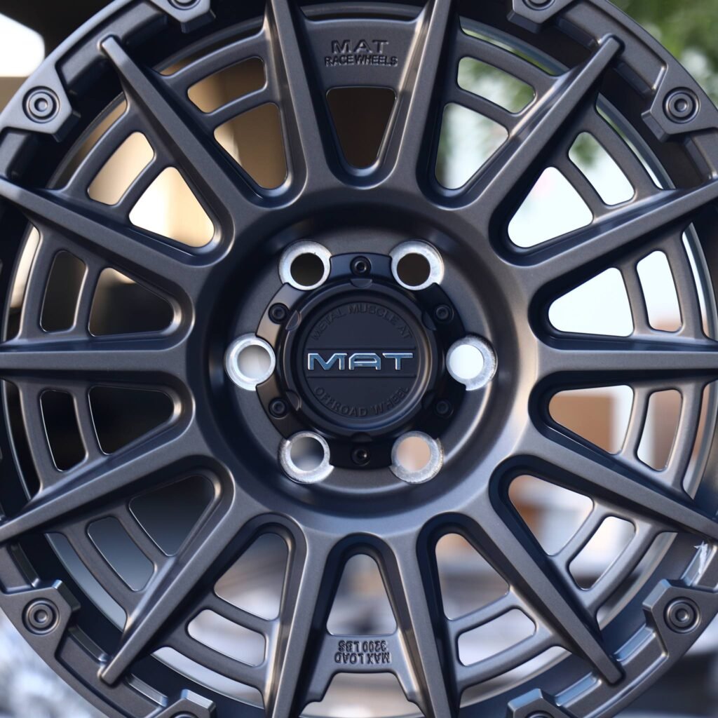 Toyota Tacoma wheels – MAT Matte Black Double-Ring Exposed Bolt Detail, lip and barrel detail