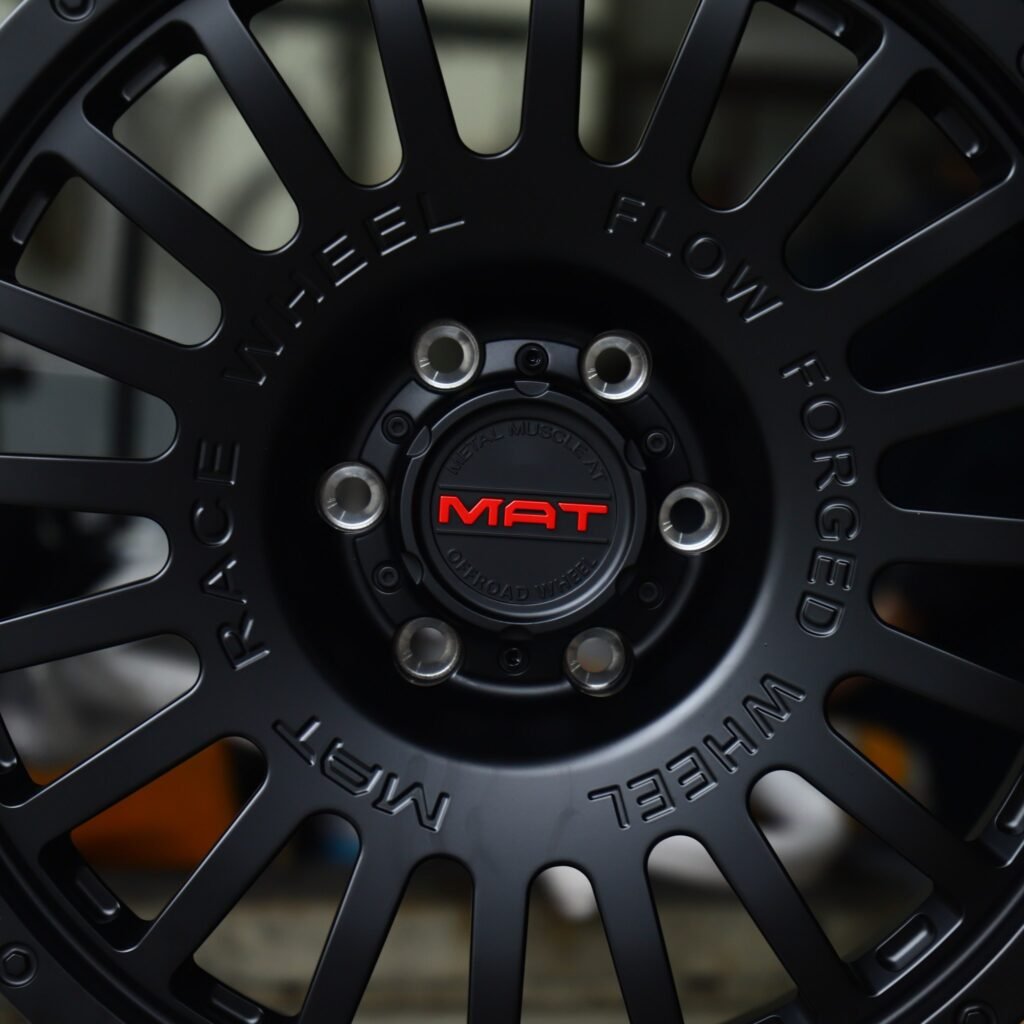 Toyota Tacoma wheels – Matte Black 20-Spoke Beadlock (MAT-Style), lip and barrel detail