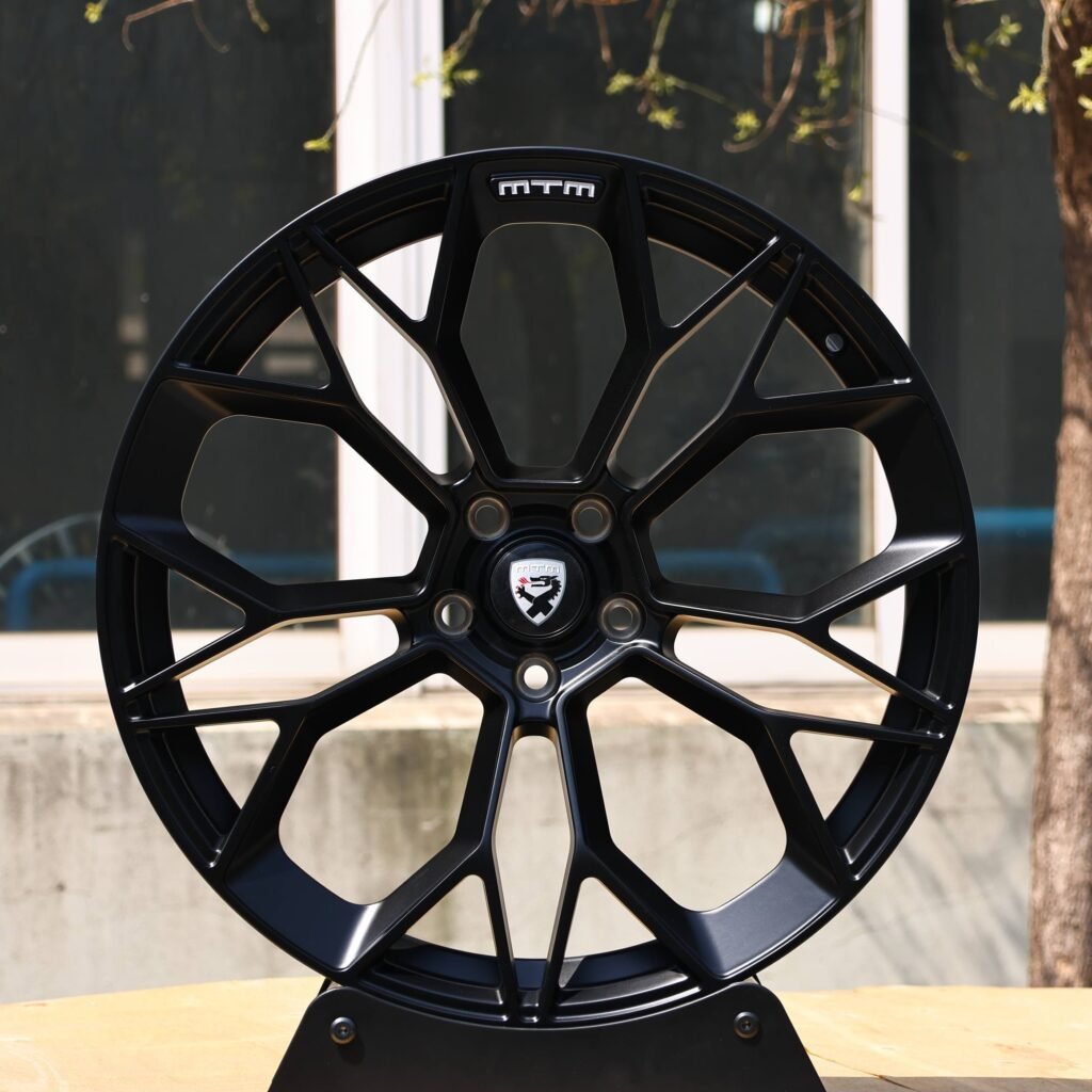 Matte Black 10 Y-Spoke Petal Forged Wheels - Audi A6 / BMW 5 Series Fitment (5-Lug) Monoblock forged wheel
