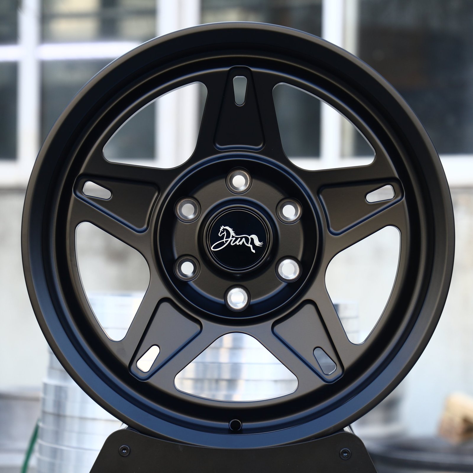 Ford F-150 wheels – Matte Black 5-Spoke Deep Dish, front view