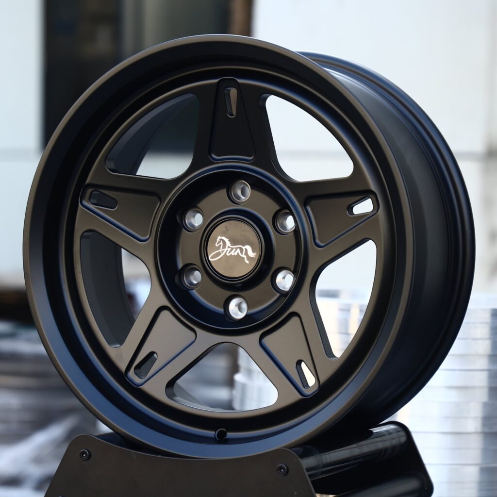 Chevrolet Silverado wheels – Matte Black 5-Spoke Deep Dish, angled view