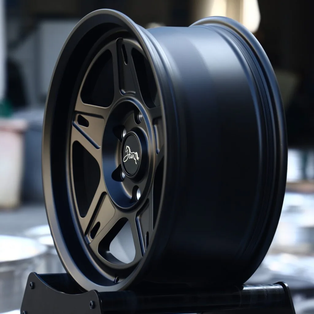6x135 wheels – Matte Black 5-Spoke Deep Dish, side view