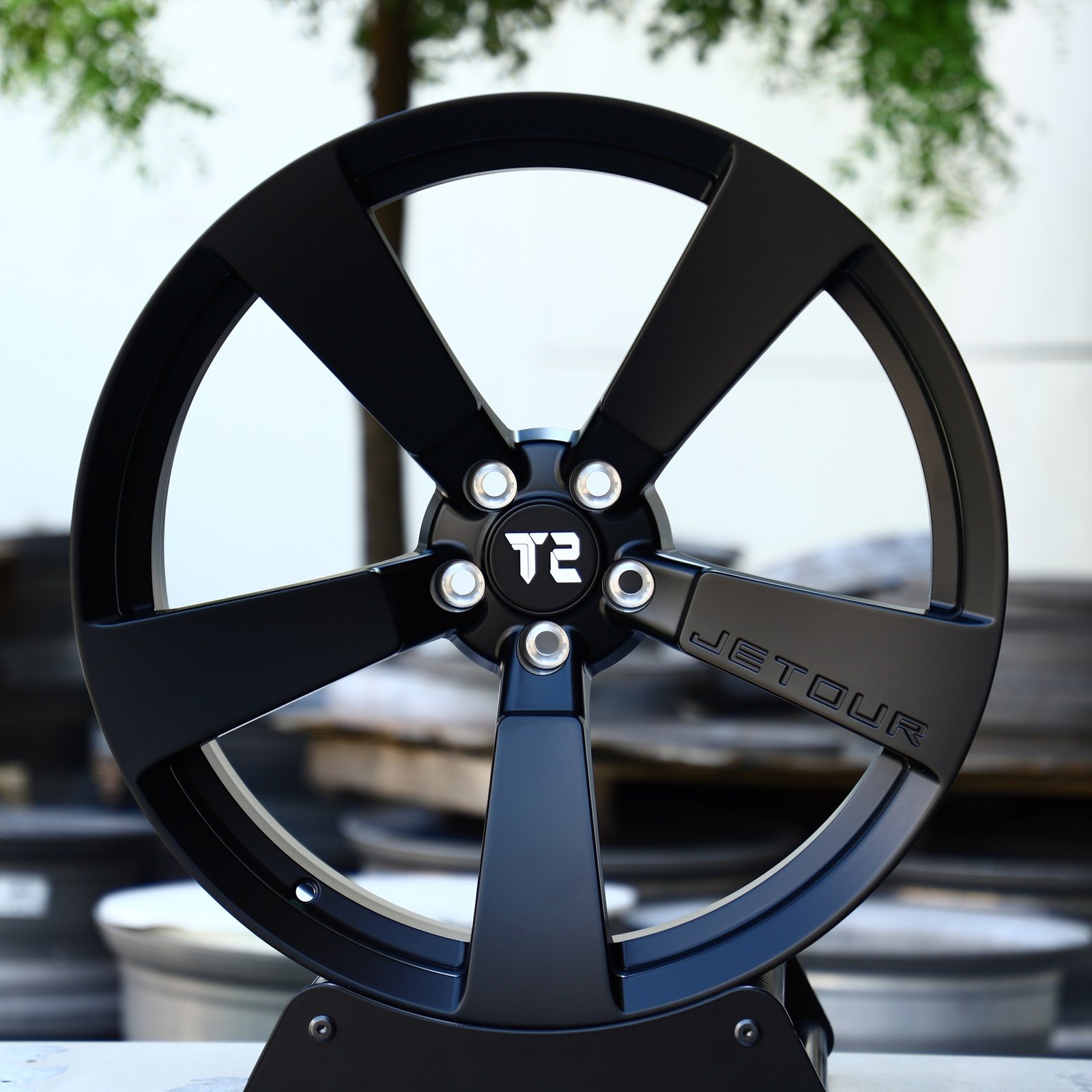 Toyota Camry wheels – Matte Black 5-Spoke, front view