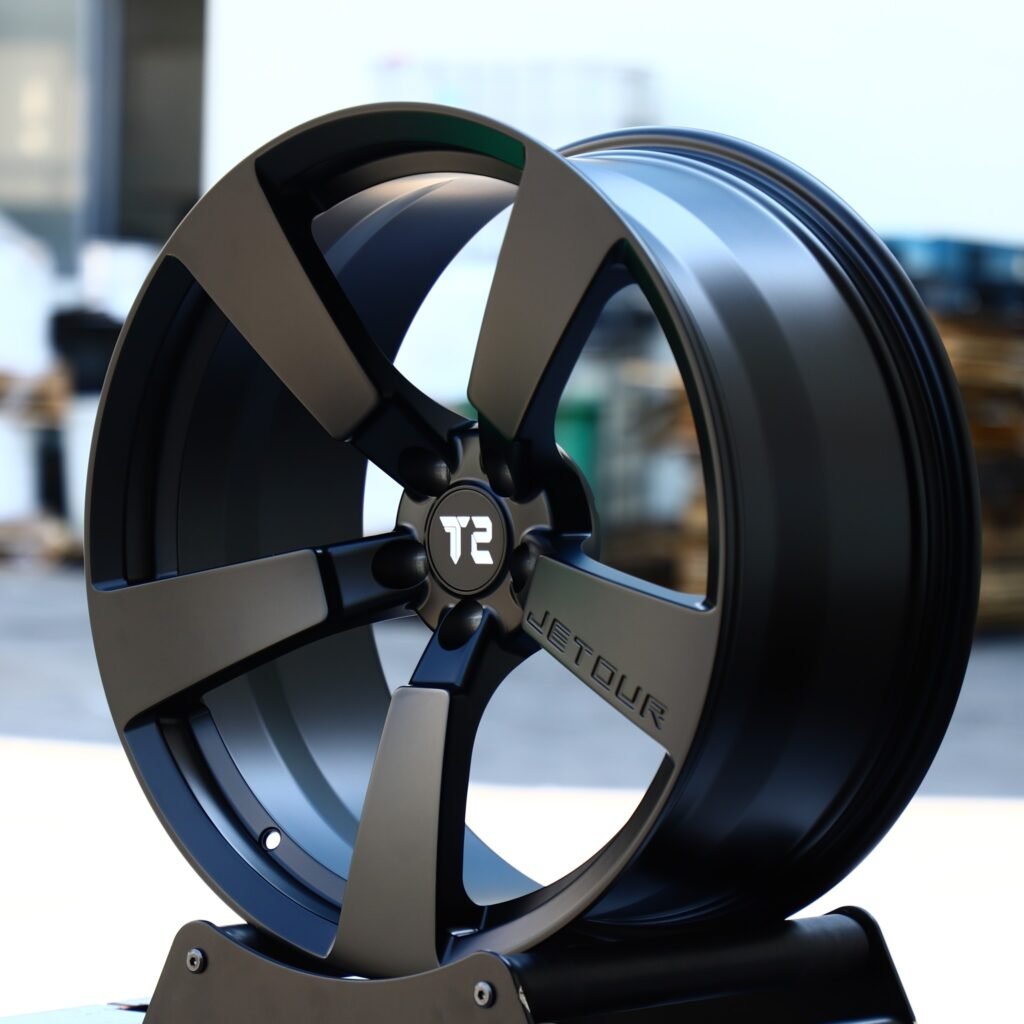 Volkswagen Passat wheels – Matte Black 5-Spoke, angled view