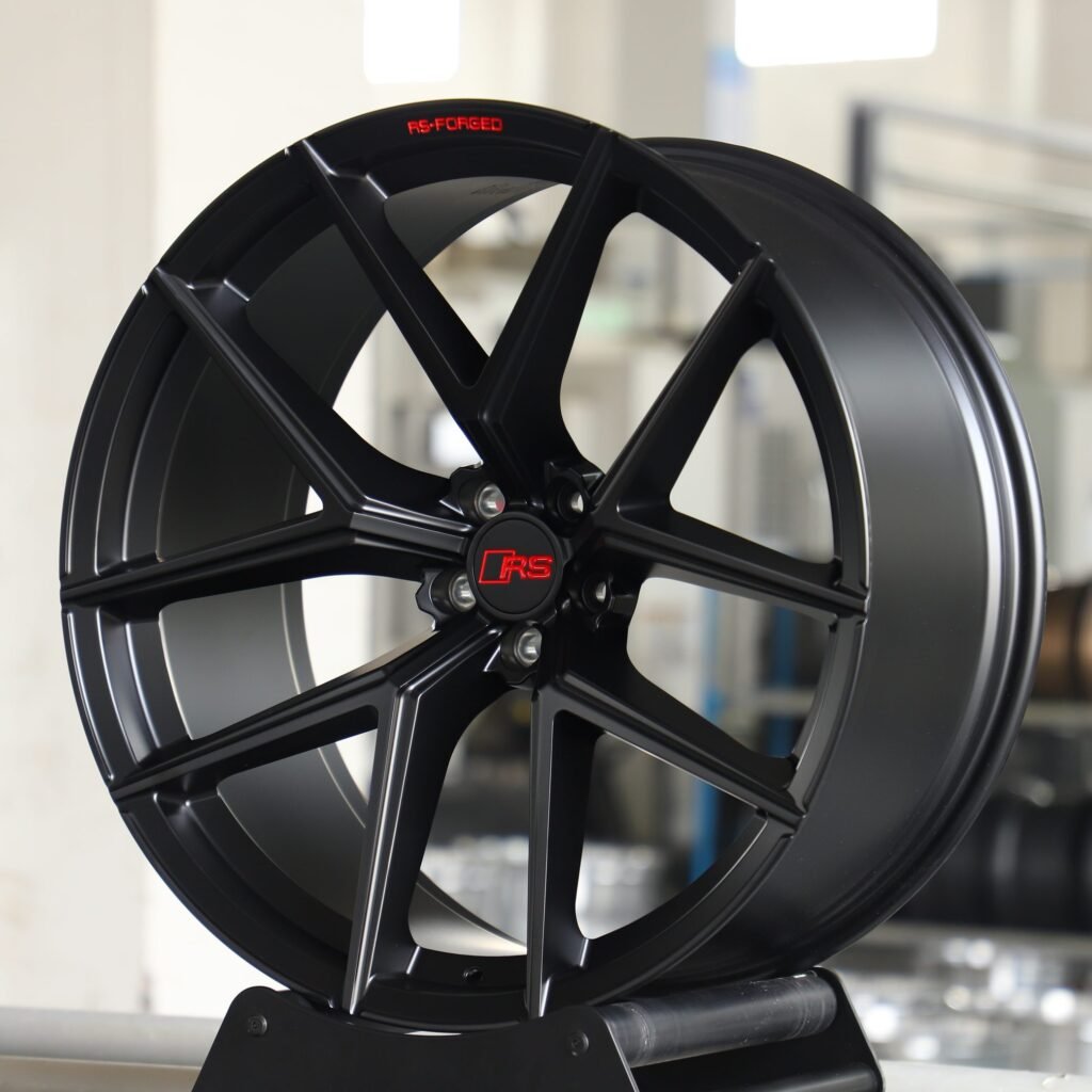 5x114.3 wheels – Matte Black 5 Y-Spoke, side view